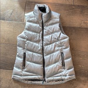 Silver metallic puffer vest